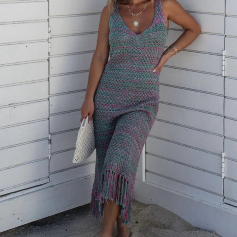 Knit vici midi dress (purple, green, pink)